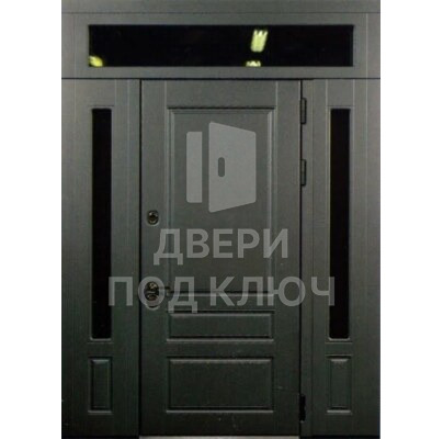 Трехстворчатая премиум-входная стальная дверь со стеклянной вставкой ДПК-12620